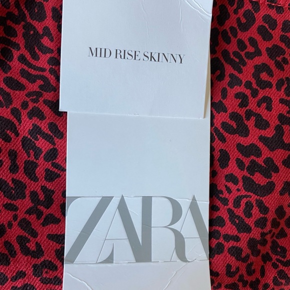 Zara Mid-Rise Skinny Jeans Red Size 8 New - Picture 14 of 16